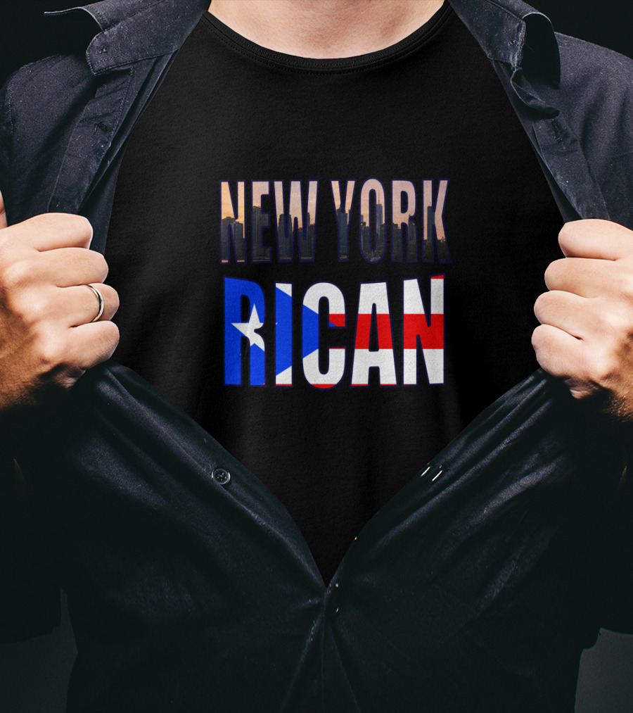 New York Rican Puerto Rico Heritage Flag Skyline T-Shirt