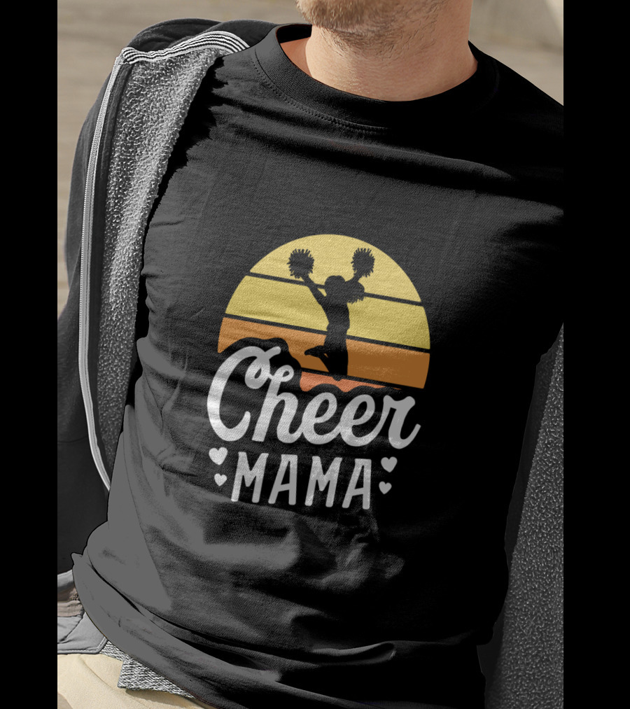 Retro Sunset Cheer Mama Cheerleader Mom T-Shirt