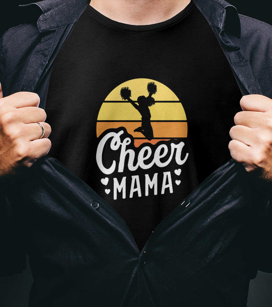 Retro Sunset Cheer Mama Cheerleader Mom T-Shirt