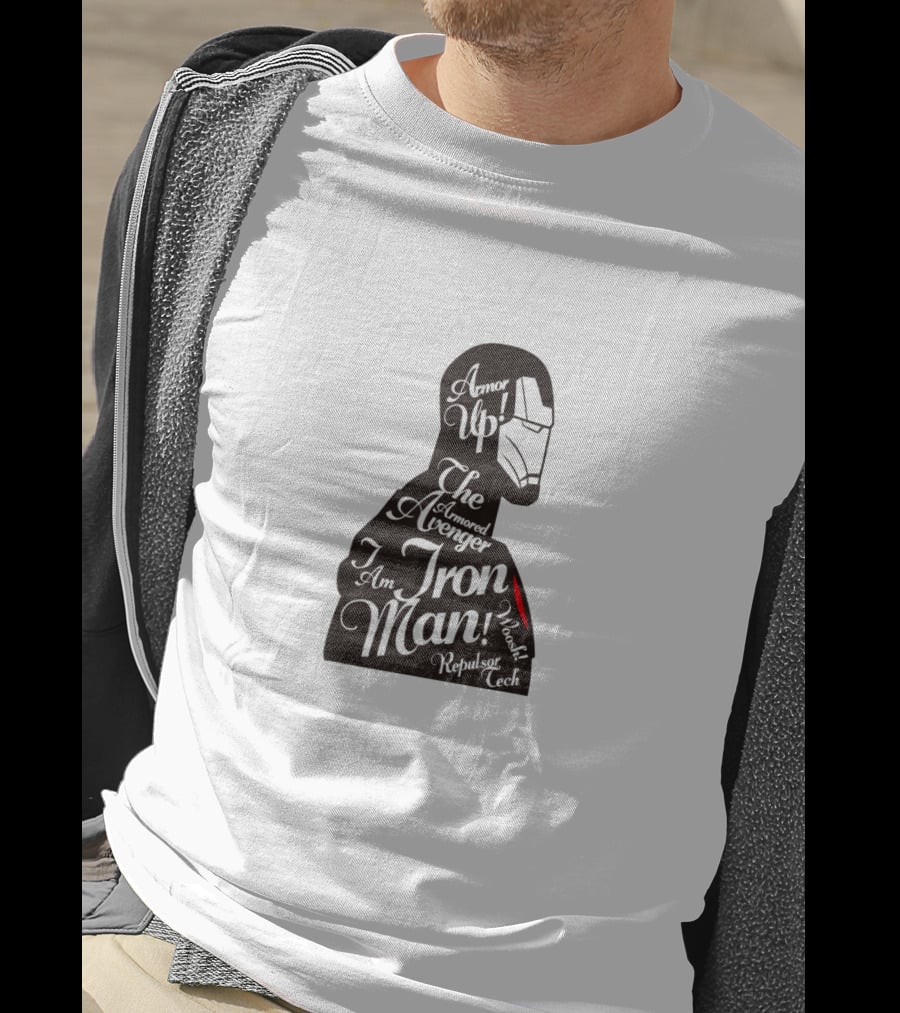 Marvel Iron Man Armored Avenger Typography T-Shirt