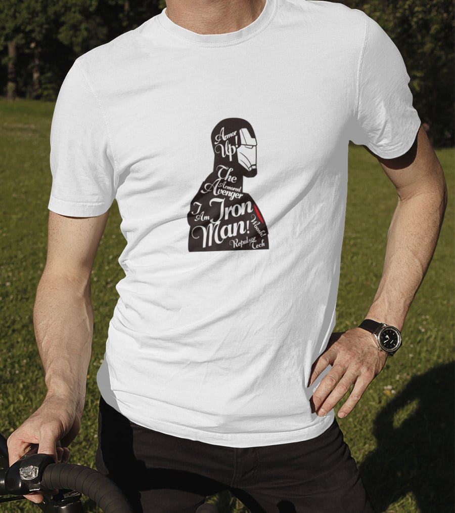 Marvel Iron Man Armored Avenger Typography T-Shirt
