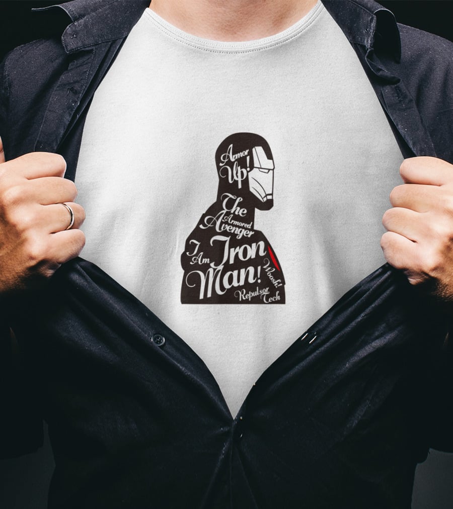 Marvel Iron Man Armored Avenger Typography T-Shirt