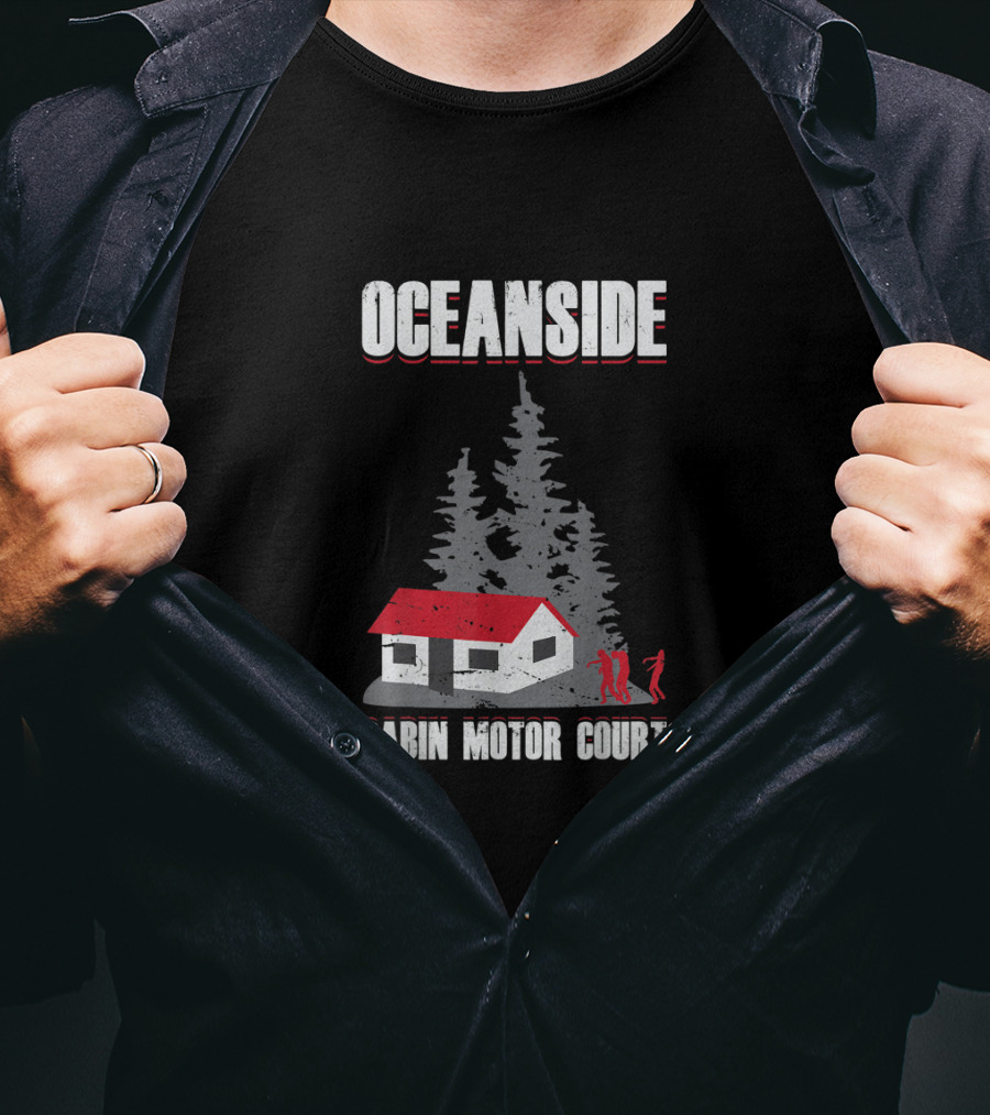 Oceanside Cabin Motor Court Walking Dead Forest Zombies Scene T-Shirt