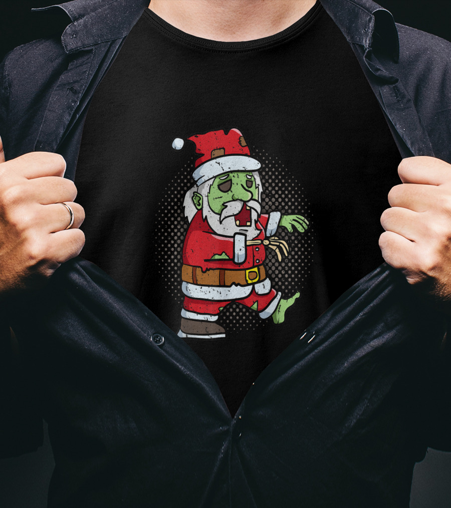 Santa Zombie Walking Dead Christmas Undead T-Shirt