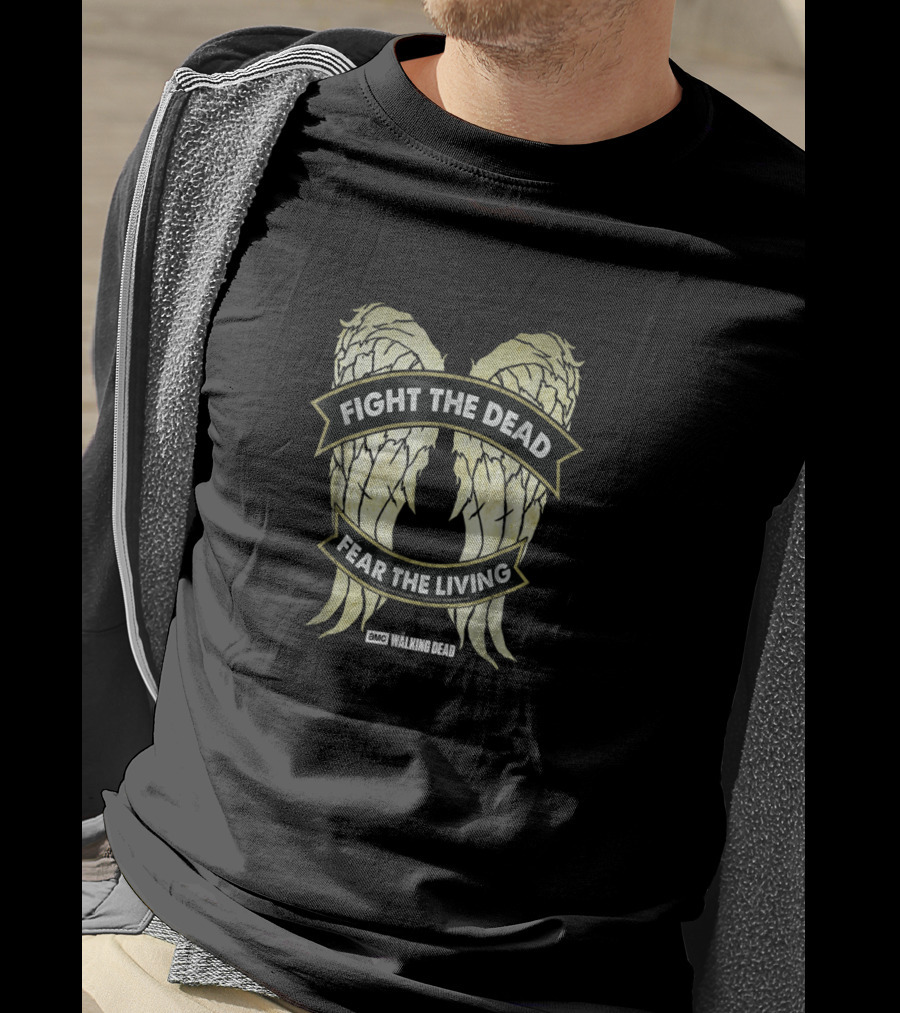 Fight The Dead Fear The Living Walking Dead Daryl Dixon Wings T-Shirt