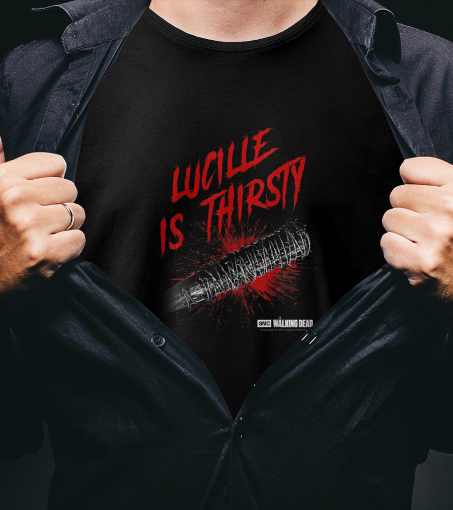 AMC Walking Dead Lucille Is Thirsty Bat With Blood Splatter T-Shirt