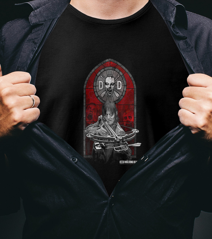 AMC Walking Dead Daryl Dixon Stained Glass Crossbow T-Shirt