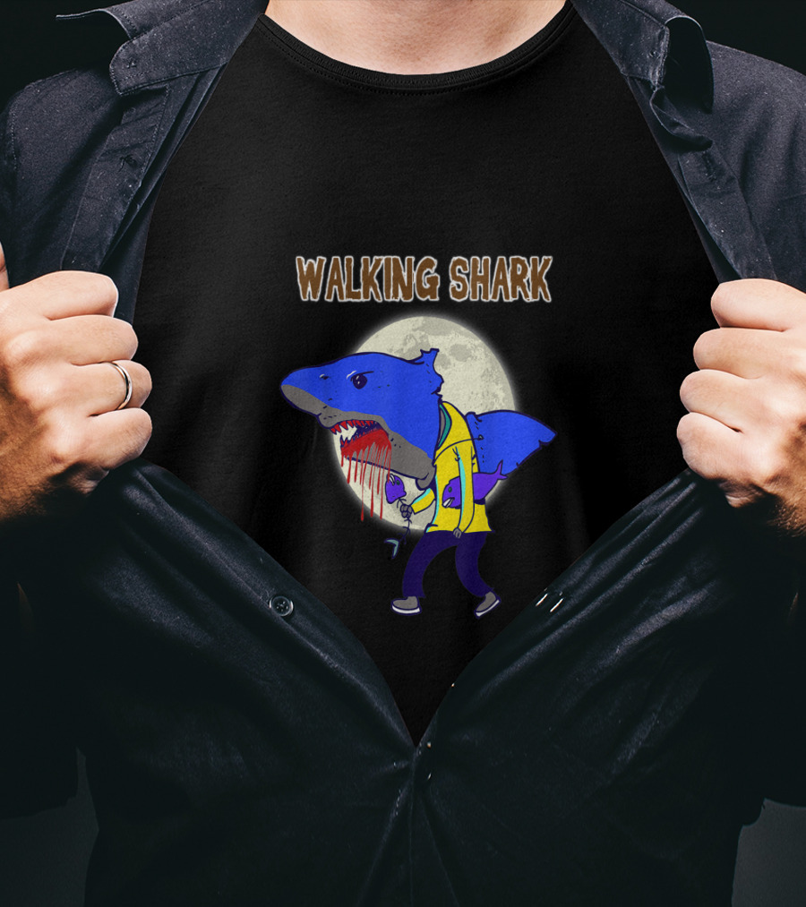 Walking Shark Zombie Bloody Dead T-Shirt