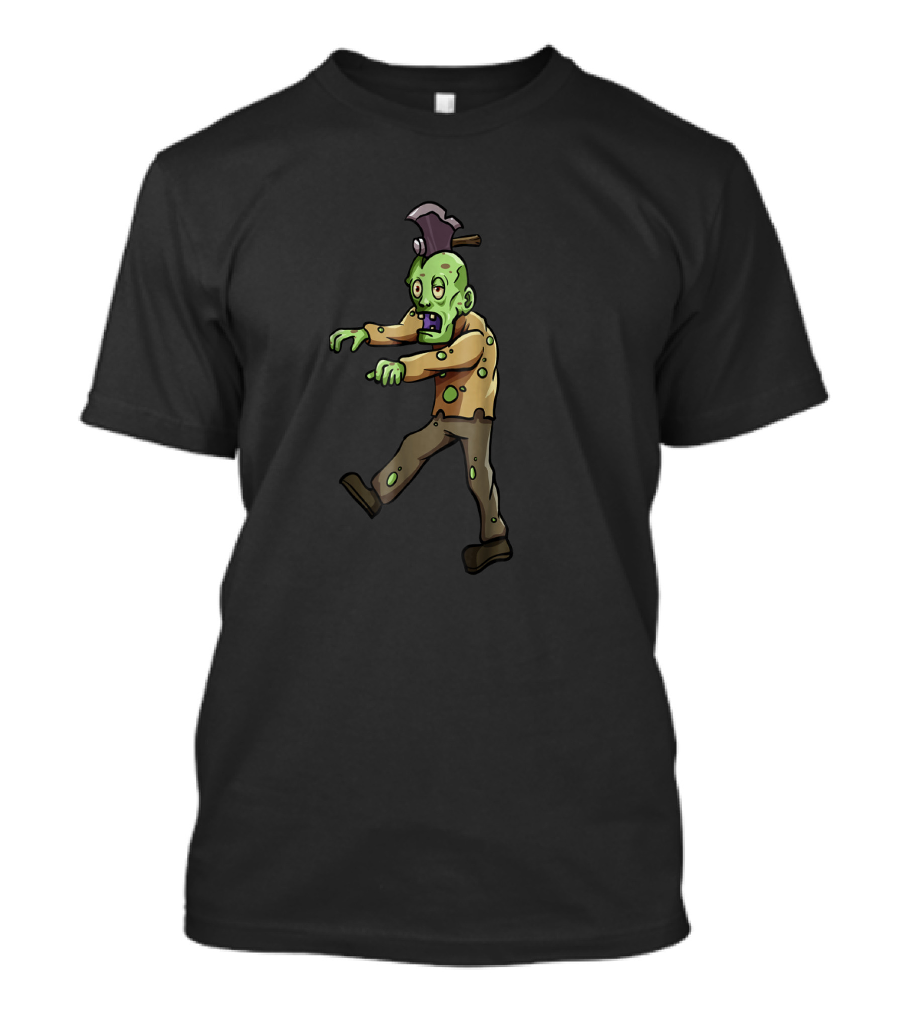 Zombie Dead Man Walking Axe In Head Cartoon T-Shirt
