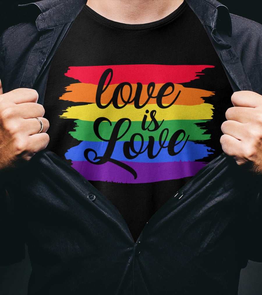 Love Is Love Rainbow Flag Colorful Pride T-Shirt