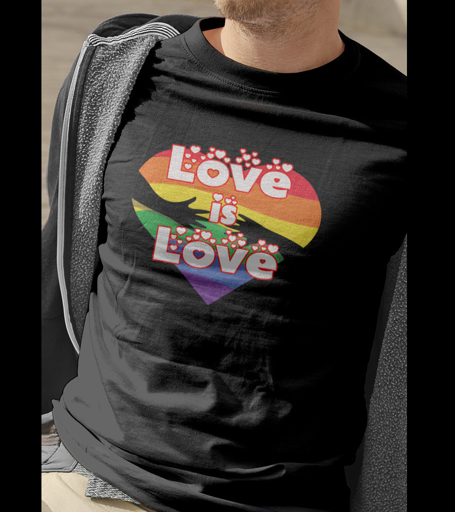 Love Is Love Hands Rainbow Flag Heart T-Shirt