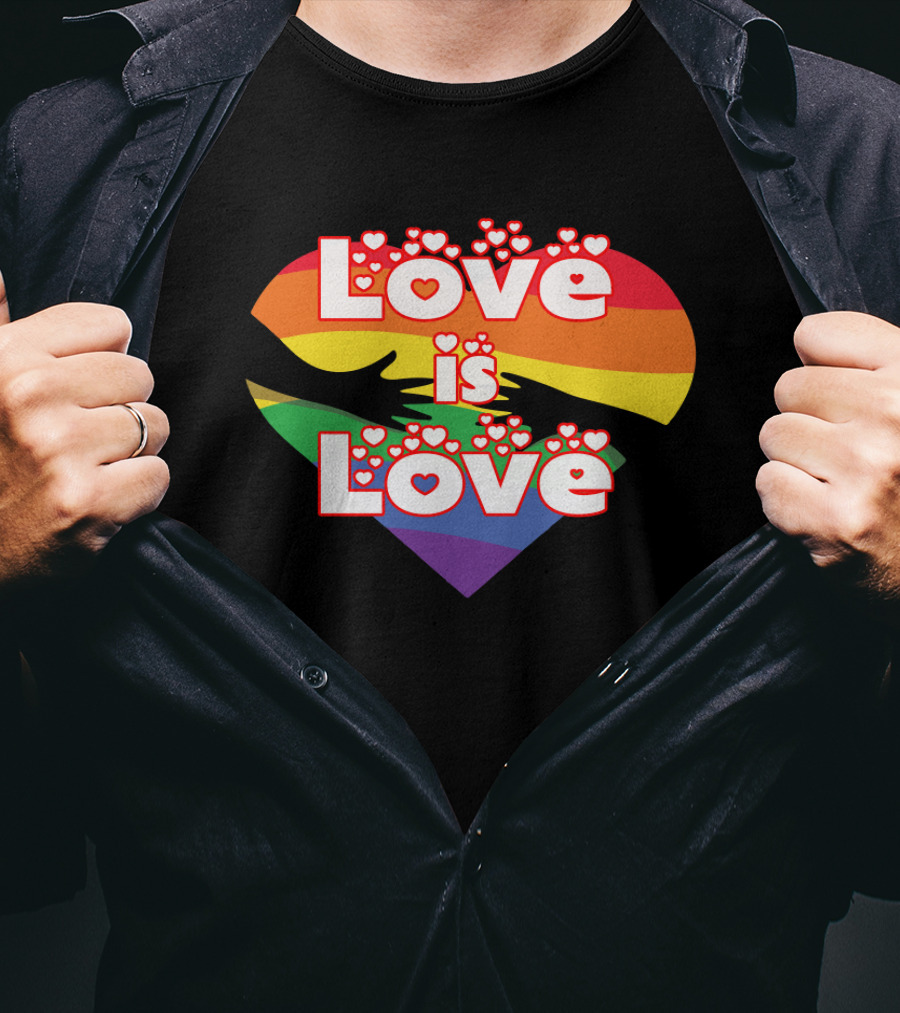 Love Is Love Hands Rainbow Flag Heart T-Shirt