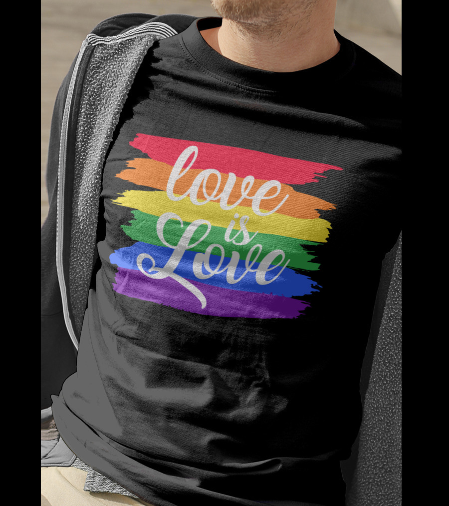 Love Is Love Rainbow Stripes Pride Flag T-Shirt