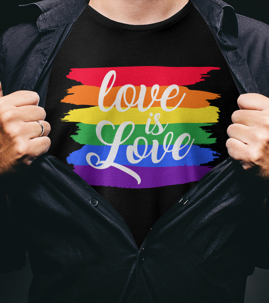 Love Is Love Rainbow Stripes Pride Flag T-Shirt