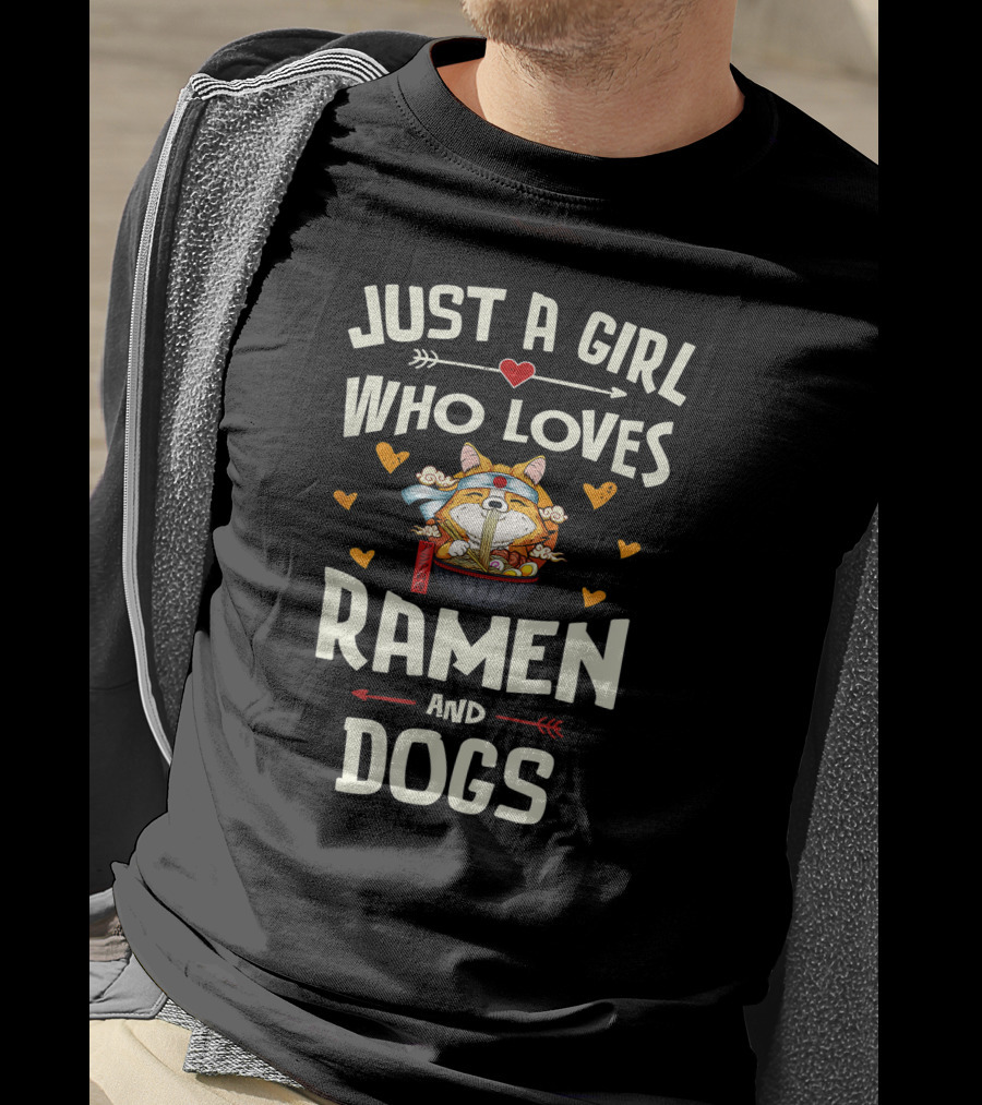 Just A Girl Who Loves Ramen And Dogs Kawaii Anime T-Shirt
