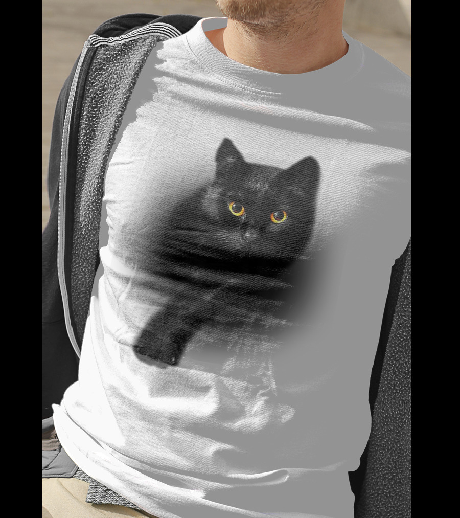 Black Cat Yellow Eyes Halloween T-Shirt