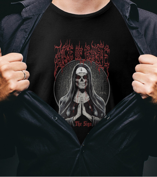 Ace Of Base The Sign Metal Skull Nun T-Shirt