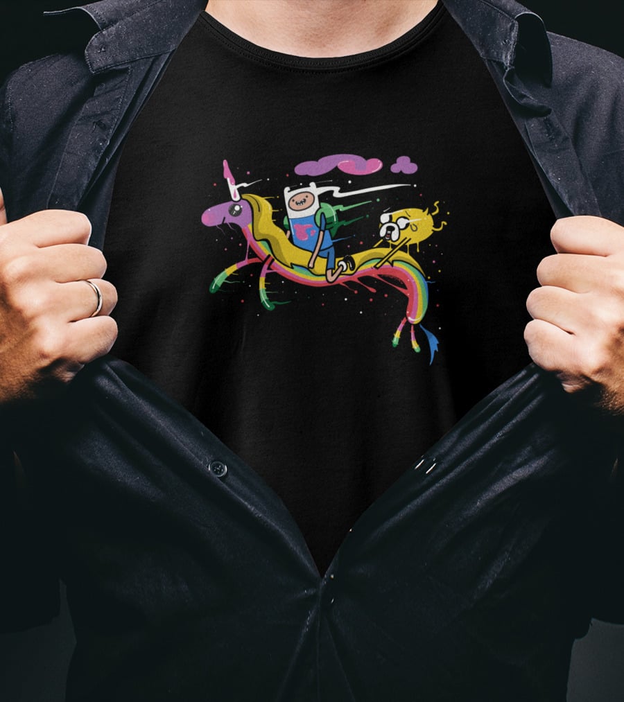 Adventure Time Trippin Finn And Jake On Lady Rainicorn T-Shirt