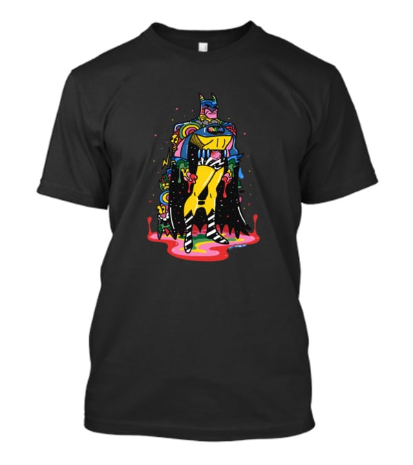 Batman Doodle Rainbow Batman Colorful Dripping Cape And Suit T-Shirt