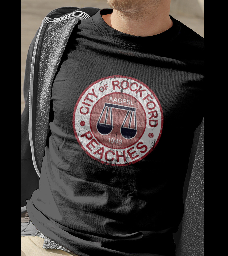Rockford Peaches AAGPBL 1943 Logo City Emblem T-Shirt