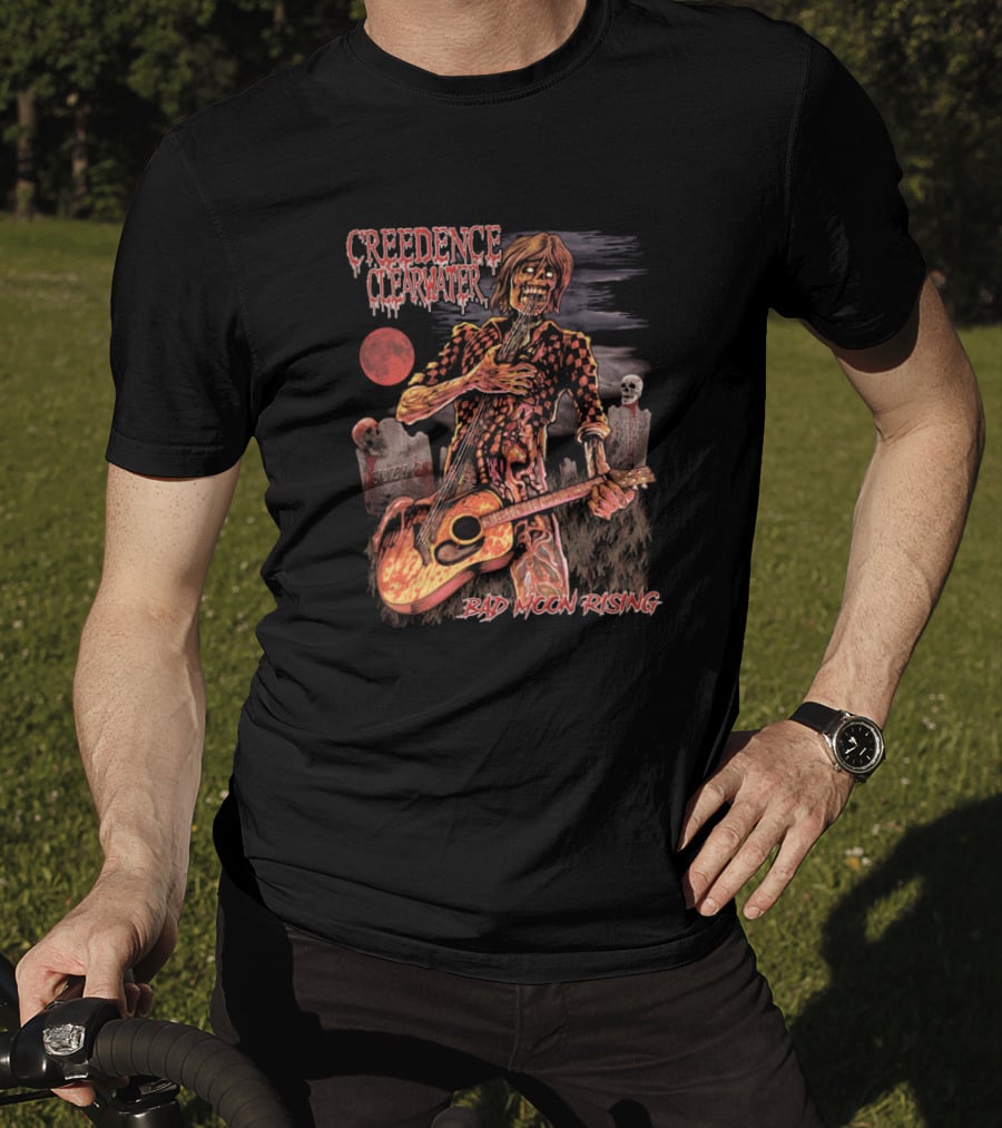 Creedence Clearwater Revival Bad Moon Rising Zombie Guitar Graveyard T-Shirt
