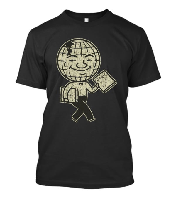 Detroit Orbit Magazine Walking Globe Man Holding Publication T-Shirt
