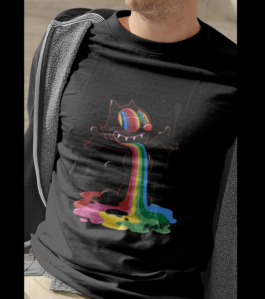 Felix The Cat Rainbow Splatter Art By Zed1 T-Shirt