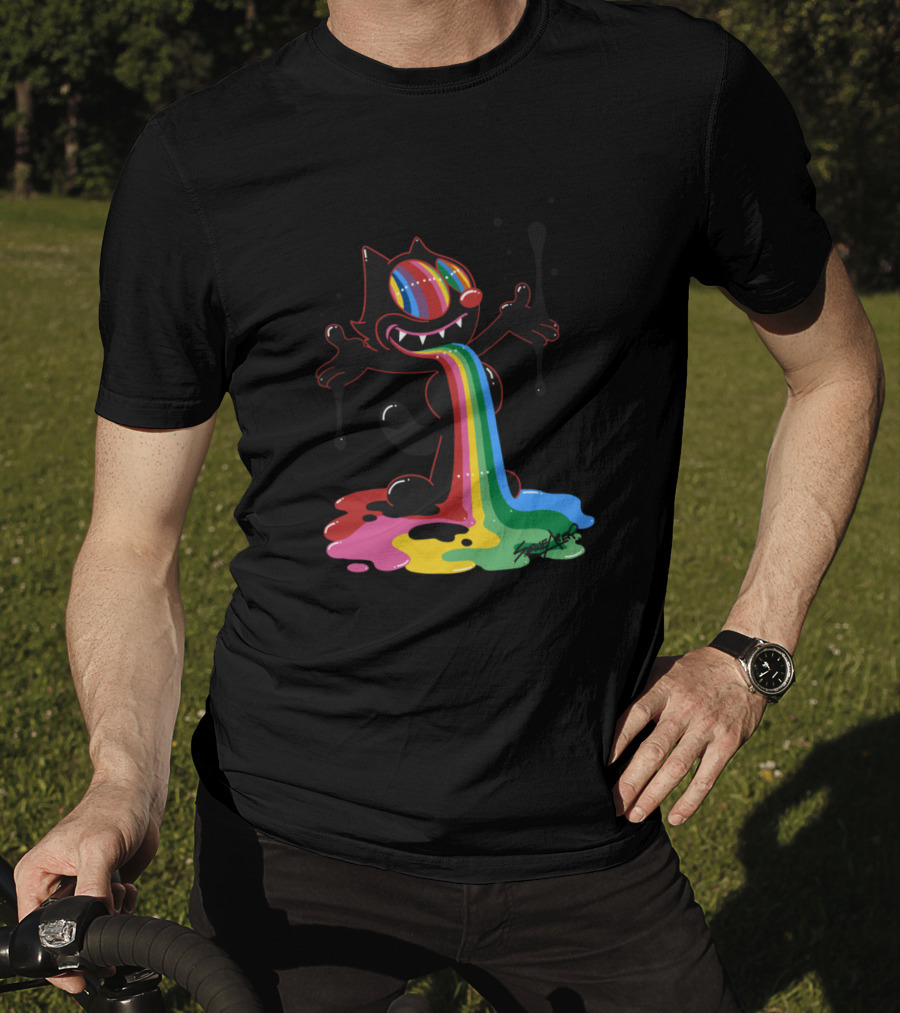Felix The Cat Rainbow Splatter Art By Zed1 T-Shirt