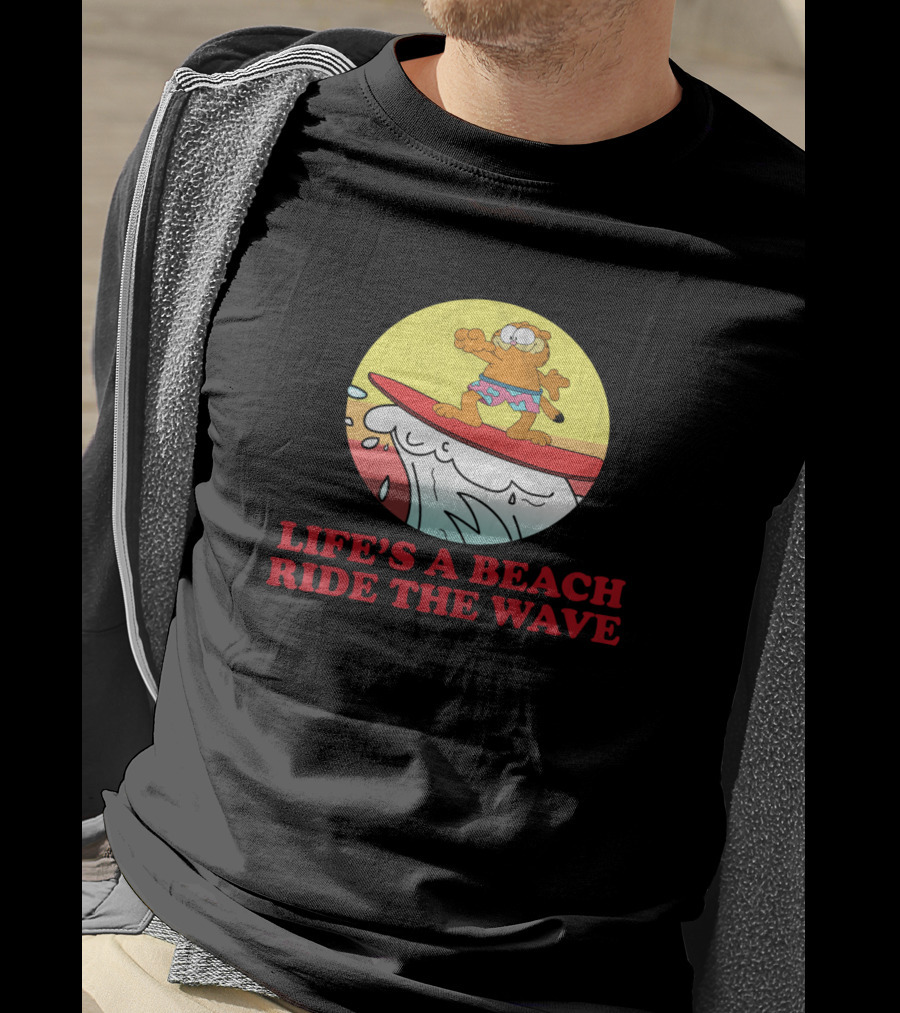 Garfield Surfing Adventure Life's A Beach Ride The Wave T-Shirt