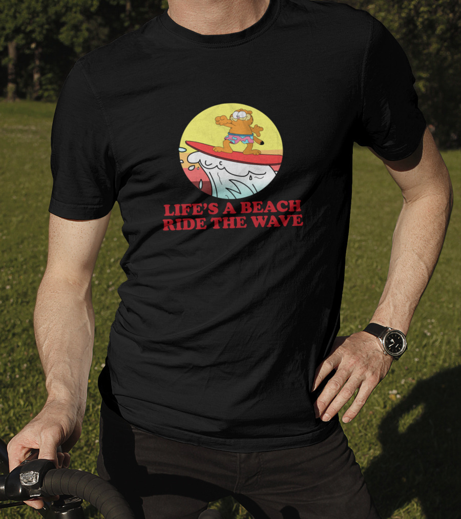 Garfield Surfing Adventure Life's A Beach Ride The Wave T-Shirt