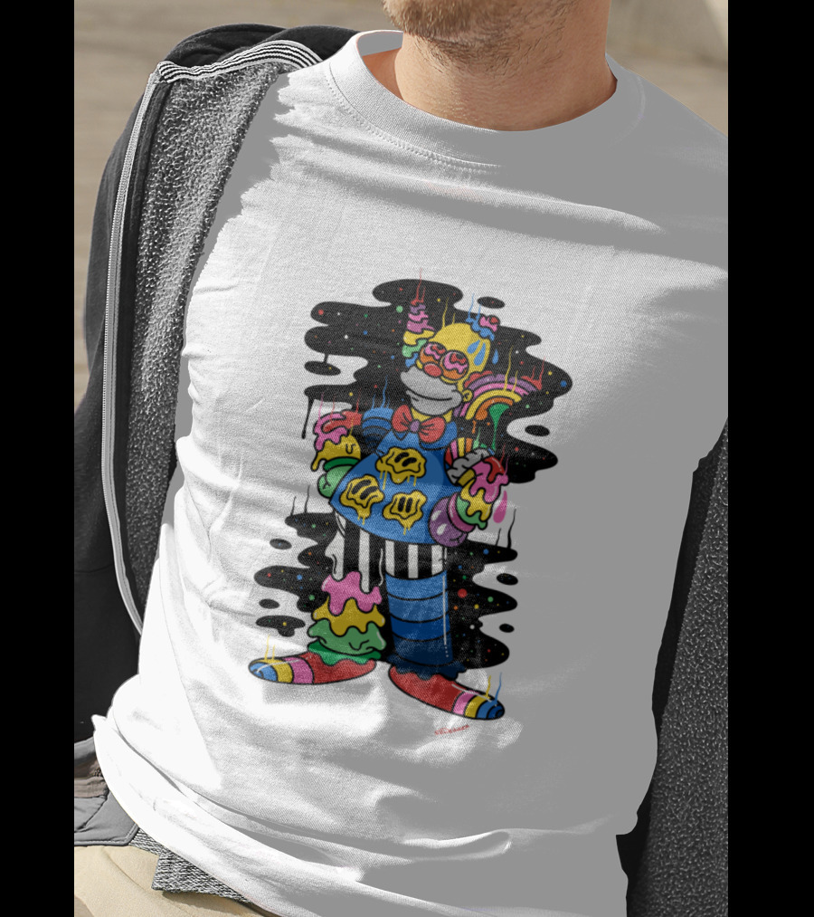 Krusty The Clown Psychedelic Groovy Neon Drip T-Shirt