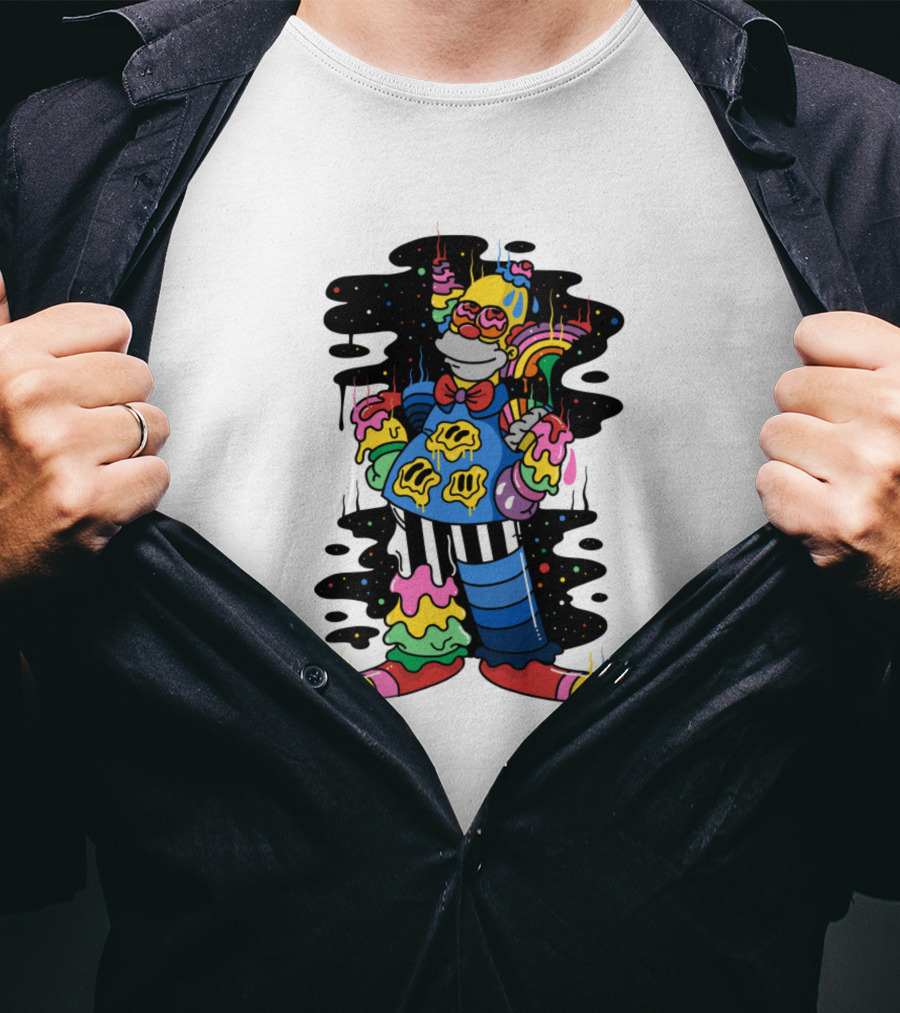 Krusty The Clown Psychedelic Groovy Neon Drip T-Shirt