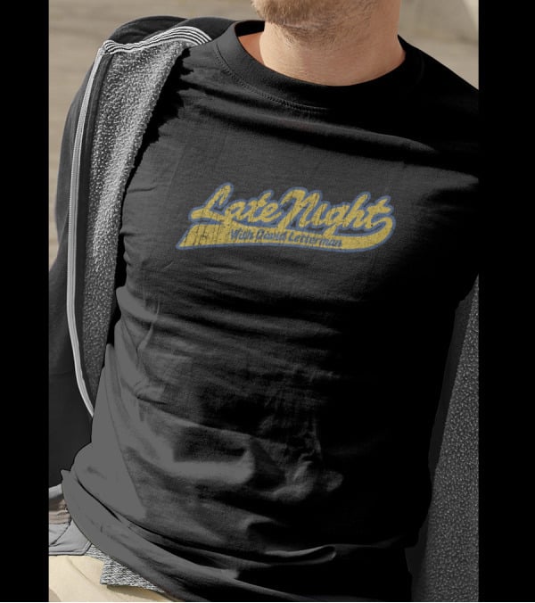Late Night With David Letterman Yellow Blue Retro T-Shirt