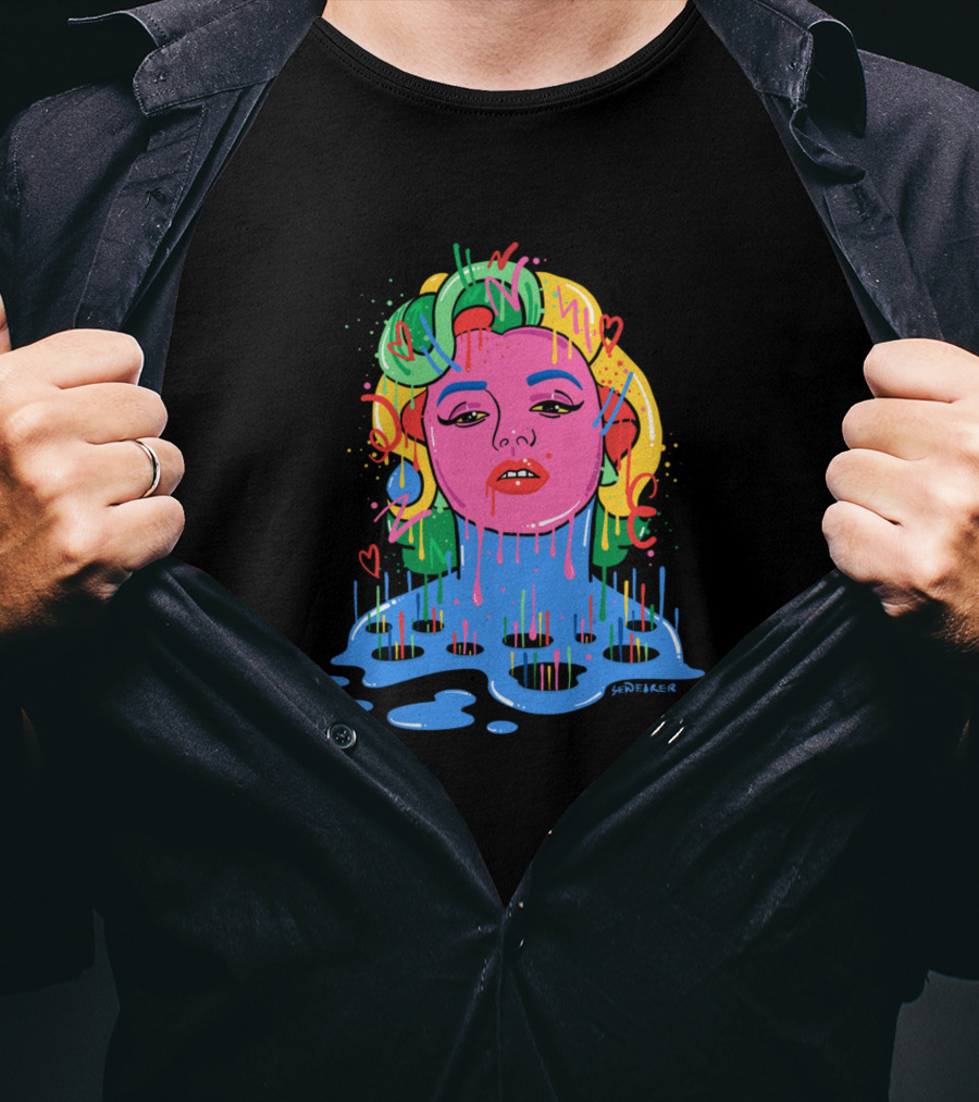 Marylin Monroe Trippy Monroe Vibrant Pop Art By Santlov T-Shirt