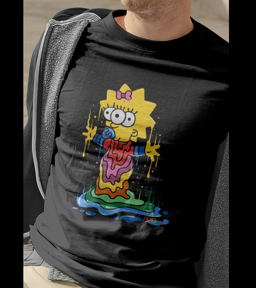 Melting Three Eyed Maggie Simpson Dripping Psychedelic Colors By Sh0ck9r T-Shirt