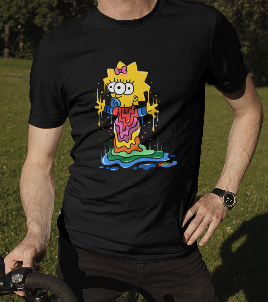 Melting Three Eyed Maggie Simpson Dripping Psychedelic Colors By Sh0ck9r T-Shirt