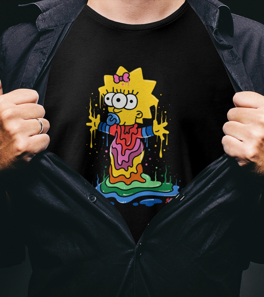 Melting Three Eyed Maggie Simpson Dripping Psychedelic Colors By Sh0ck9r T-Shirt