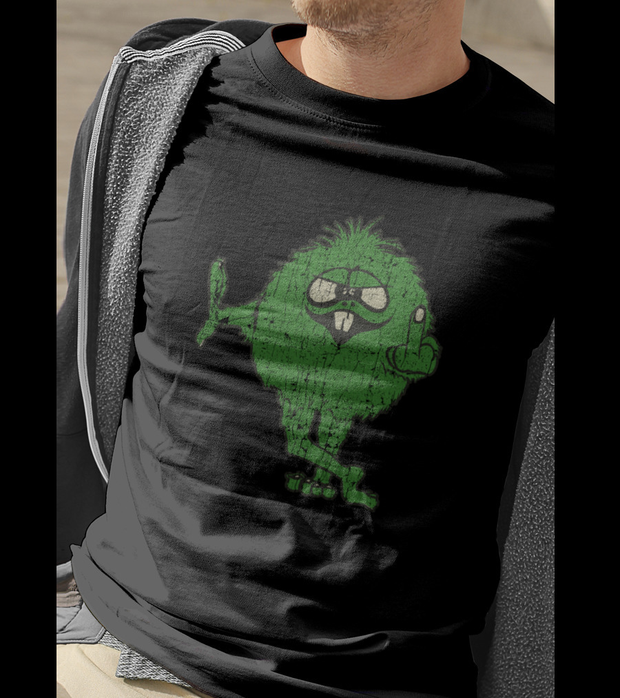 Middle Finger IDGAF Green Monster Sticking Out Tongue T-Shirt