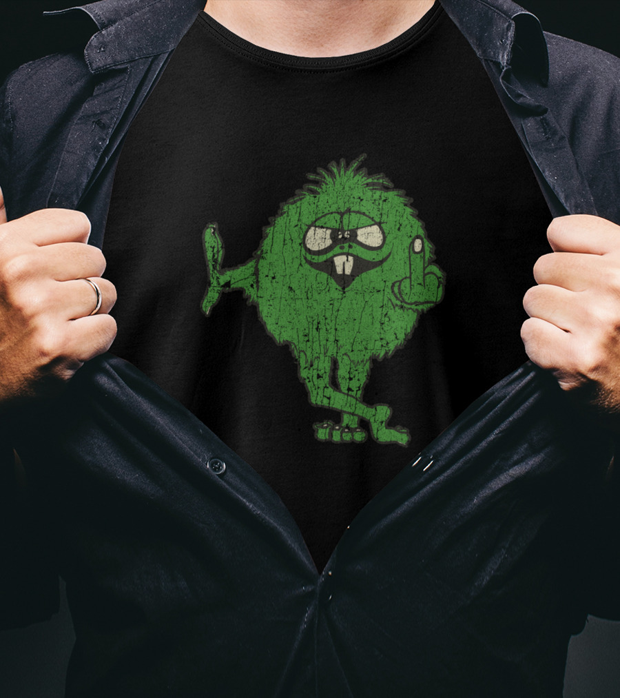 Middle Finger IDGAF Green Monster Sticking Out Tongue T-Shirt
