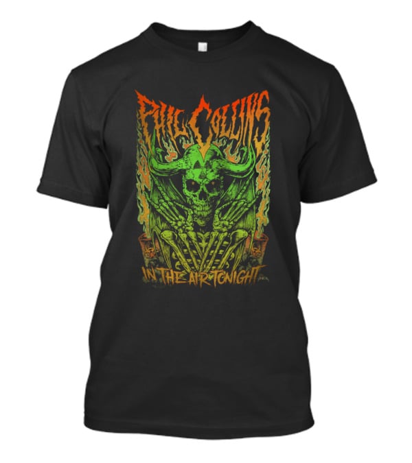 Phil Collins In The Air Tonight Flaming Skull T-Shirt