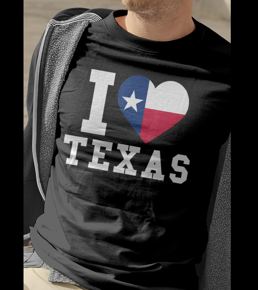 I Love Texas Heart Lone Star Flag T-Shirt