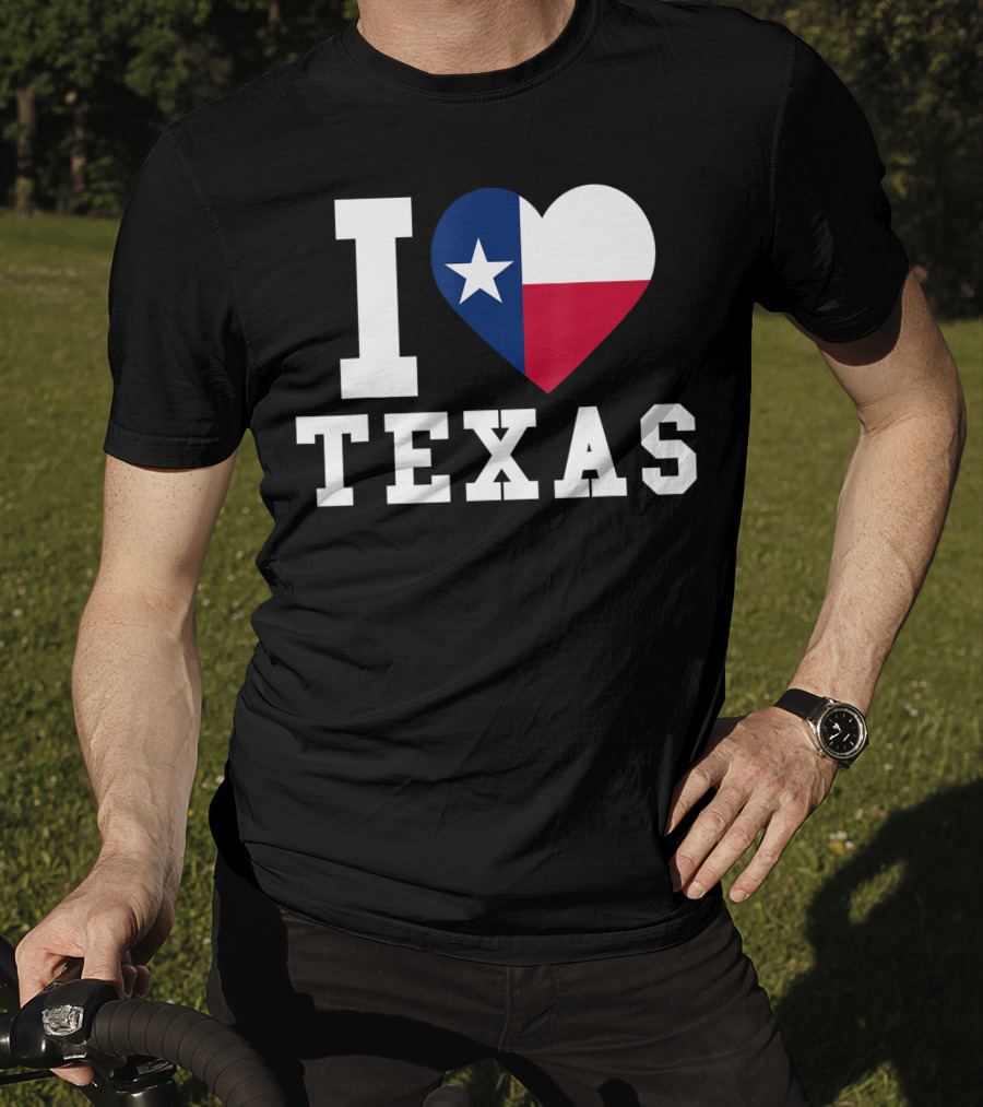 I Love Texas Heart Lone Star Flag T-Shirt