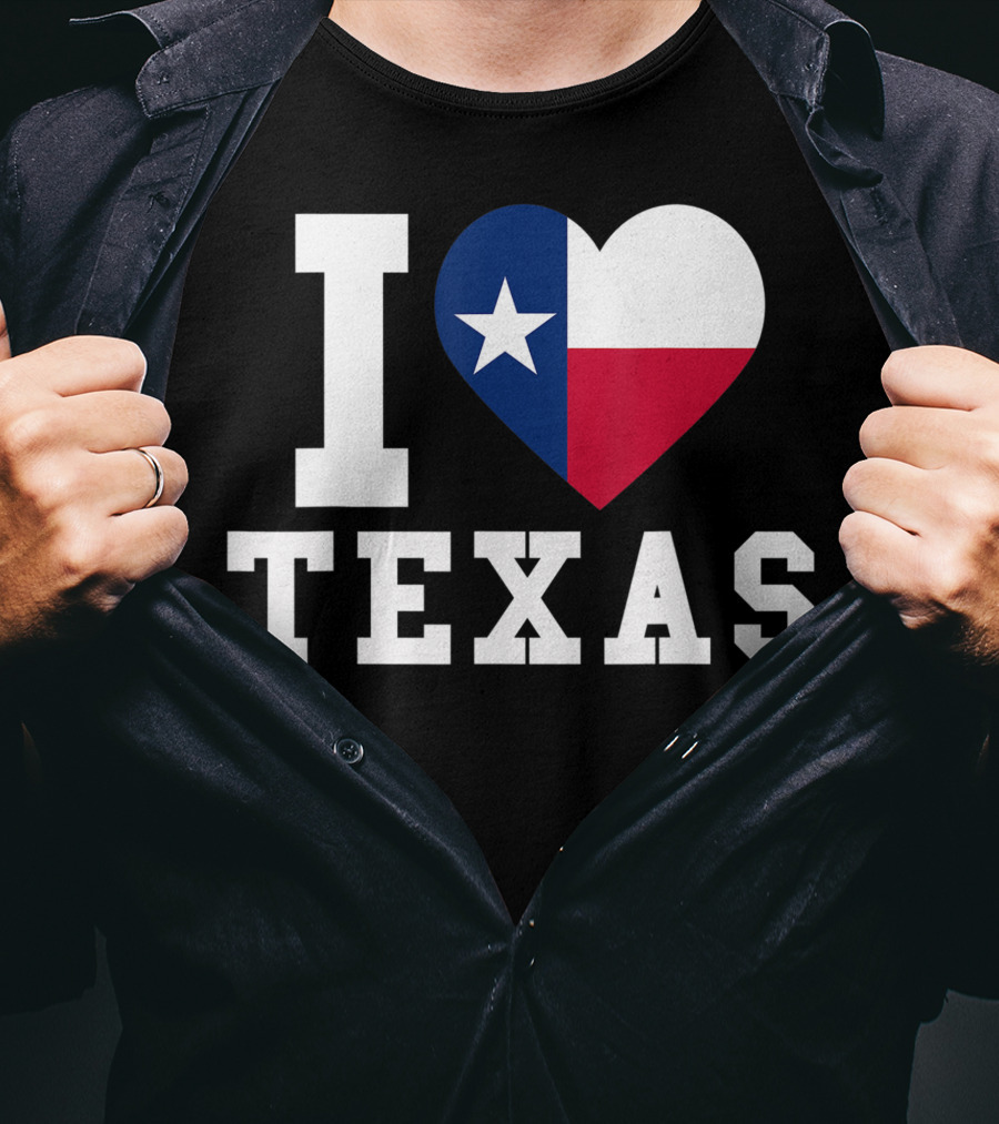 I Love Texas Heart Lone Star Flag T-Shirt
