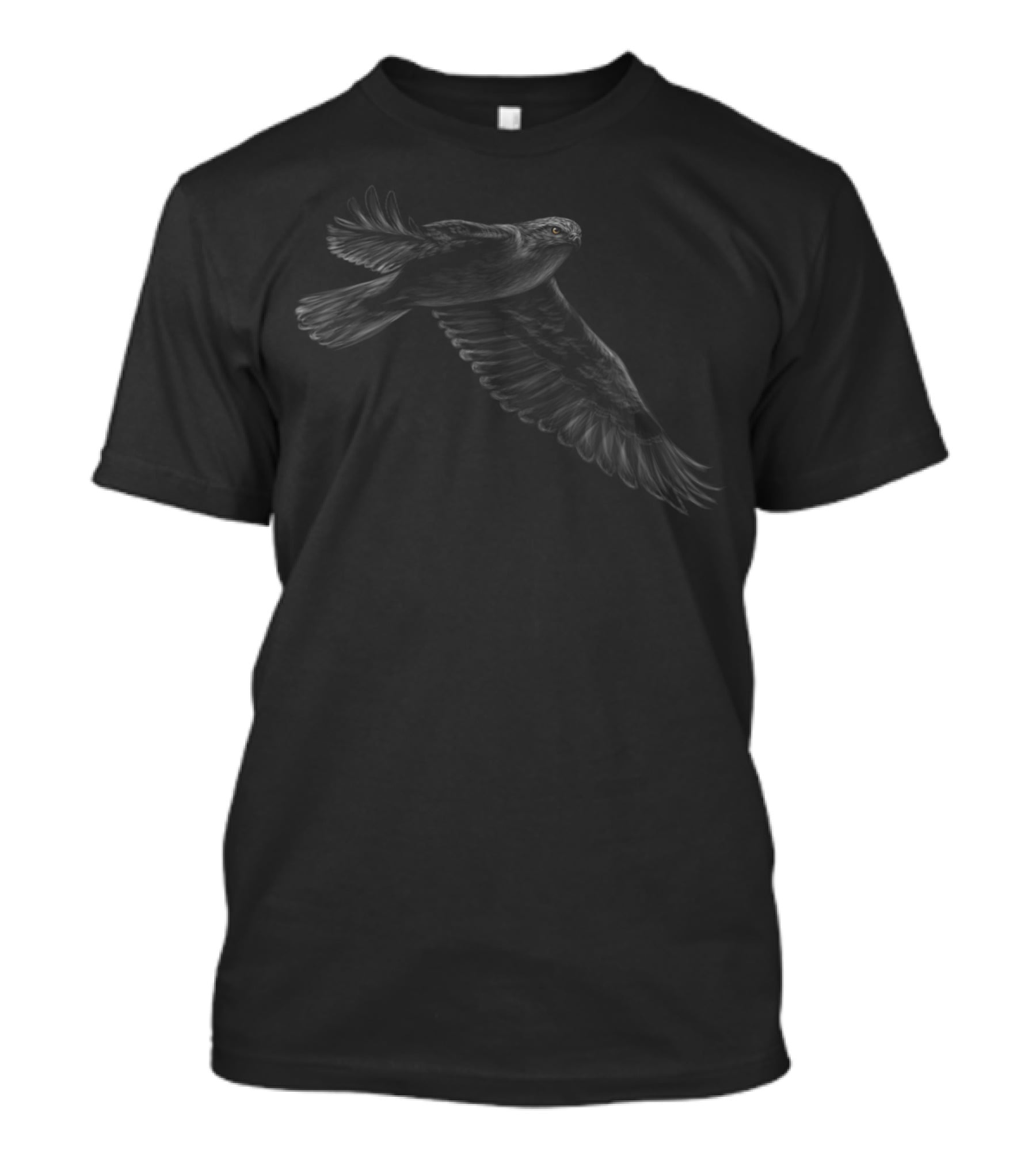 Flying Falcon Hand Drawn Support Animal Rights Black Hawk T-Shirt