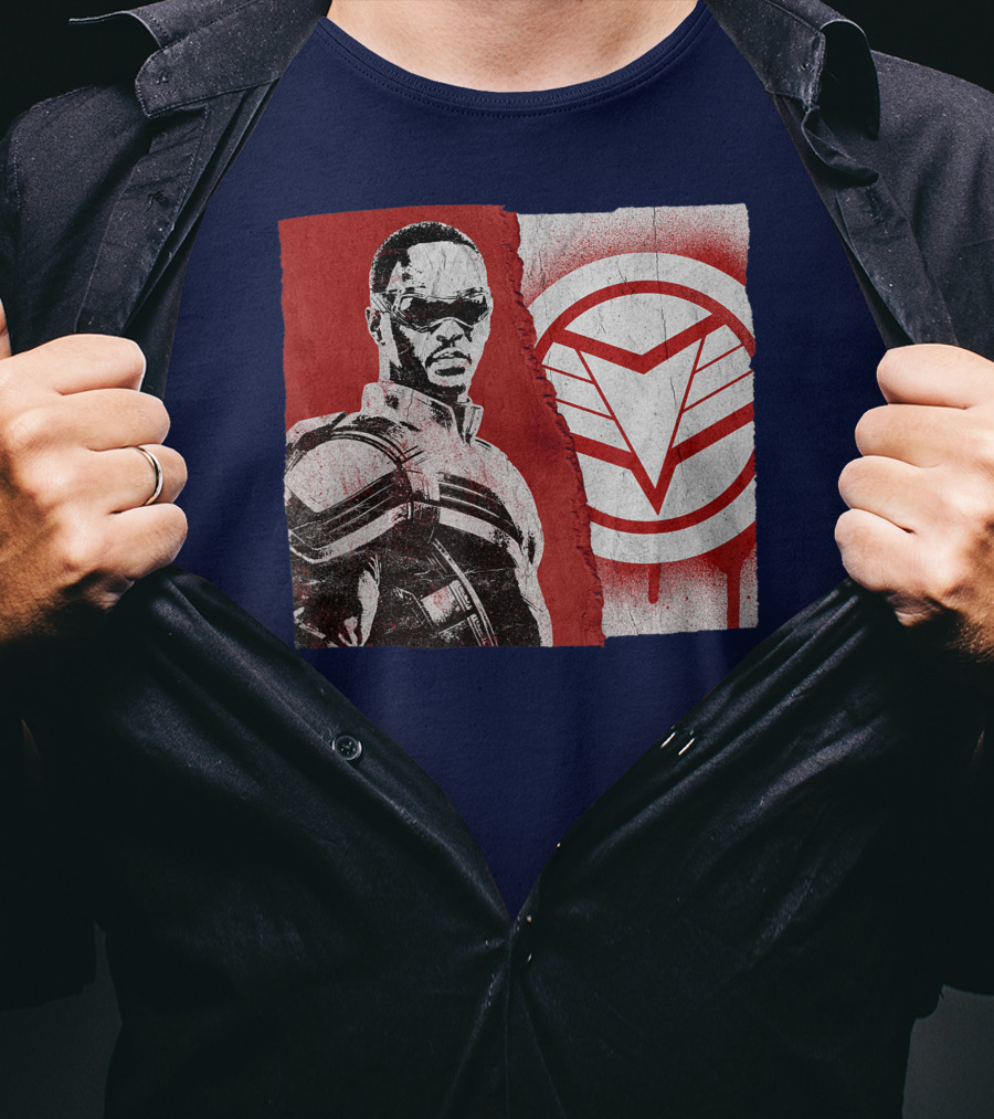 Marvel Sam Wilson The Falcon And The Winter Soldier Red White Emblem T-Shirt