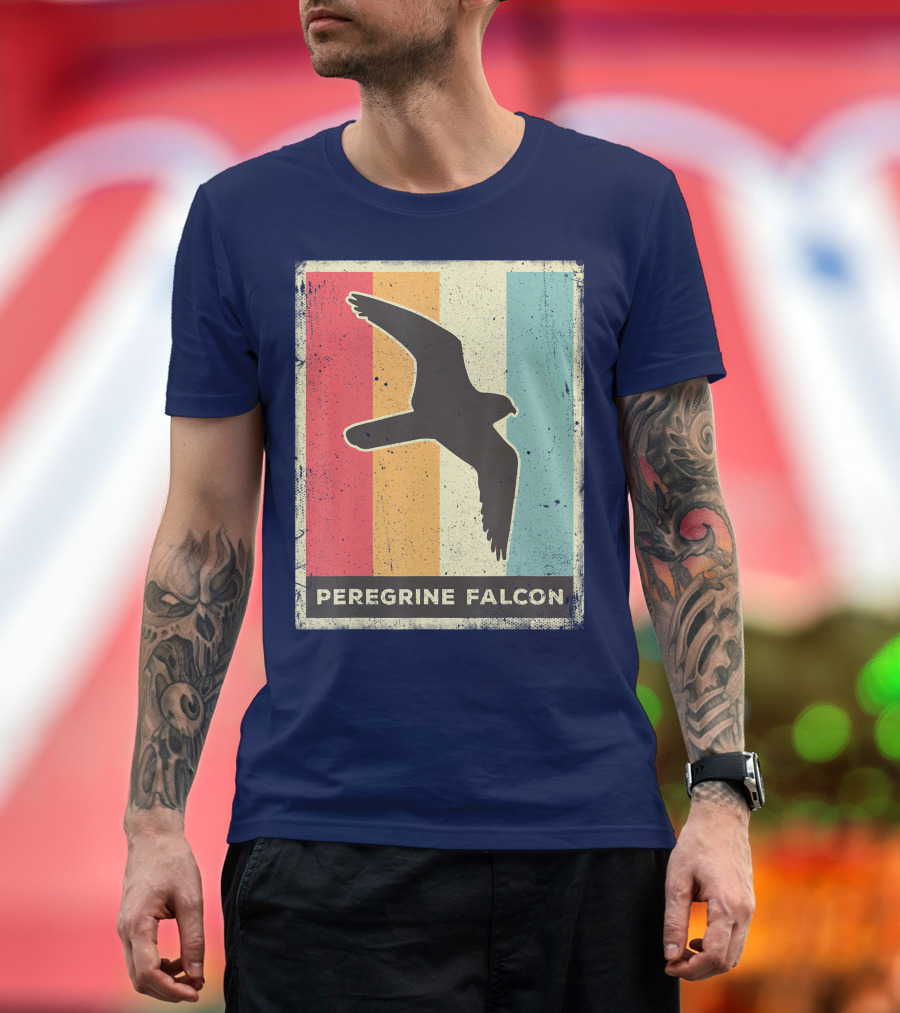 Peregrine Falcon Lover Vintage Animal Retro Stripes T-Shirt