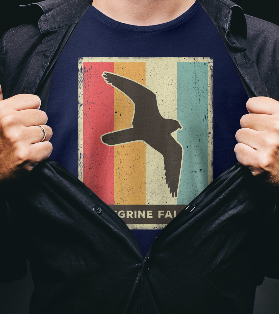 Peregrine Falcon Lover Vintage Animal Retro Stripes T-Shirt