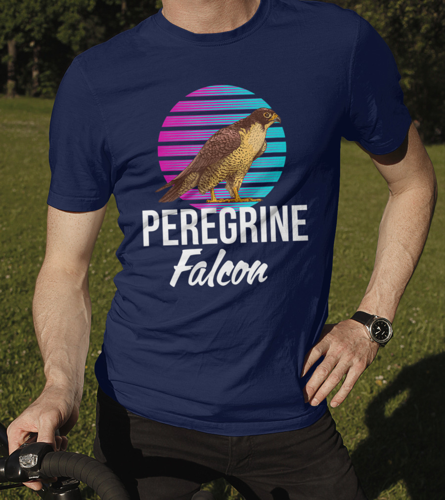 Peregrine Falcon Bird Retro Stripes Falcon Animal T-Shirt