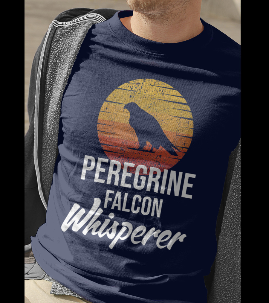 Peregrine Falcon Whisperer Bird Nature Silhouette Retro Sun T-Shirt