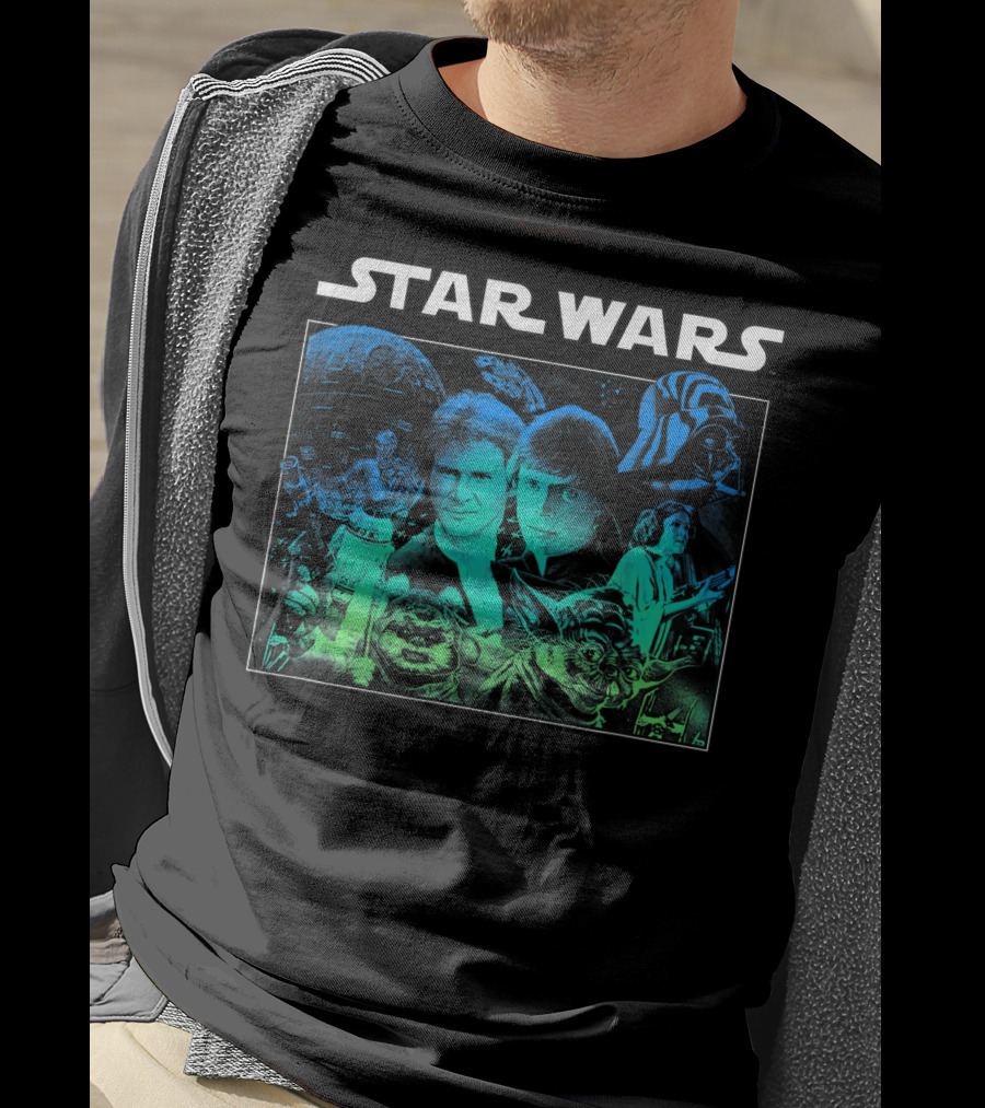 Star Wars Cast Return Of The Jedi Starry Darth Vader Yoda Han Luke Leia T-Shirt